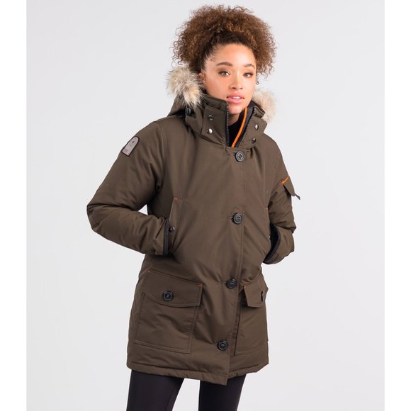 Outdoor Survival Canada KASA Women's Down Jacket Large Made in Canada Olive OSC - Picture 2 of 11
